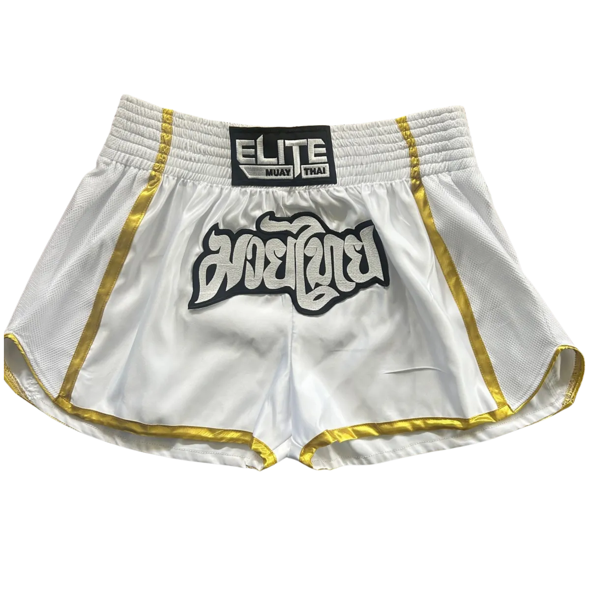 Elite Muay Thai Shorts White/Yellow