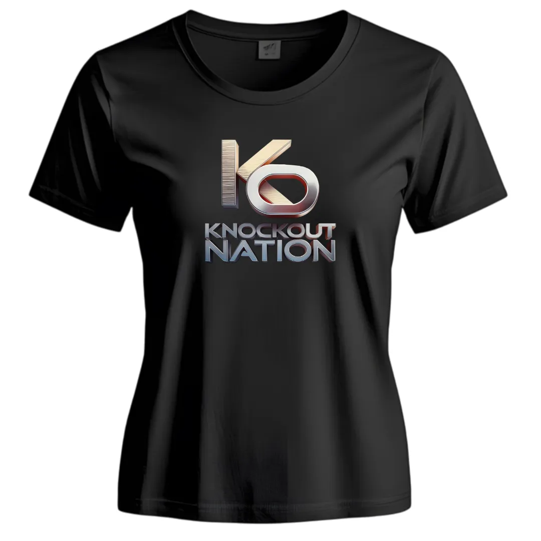 Knockout Nations T Shirt Black (Ladies)